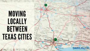 a map with pin points of Dallas, TX and Houston, TX